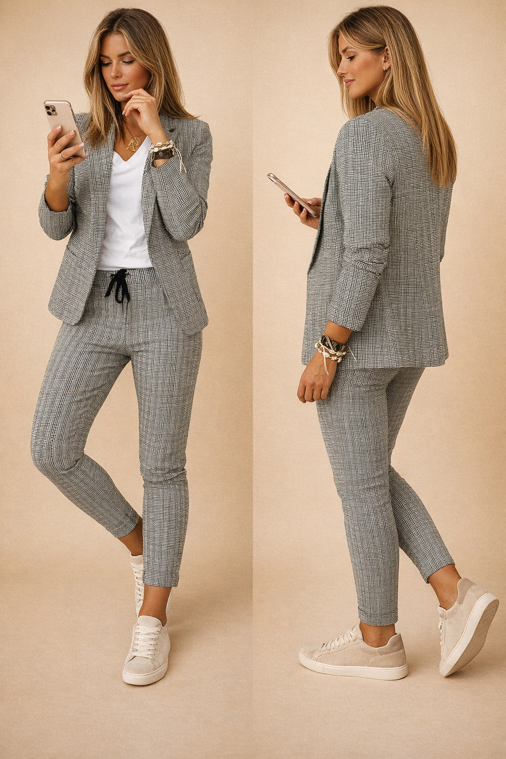 Wanda | Damski komplet casualowy z marynarką i spodniami, stylowy dwuczęściowy