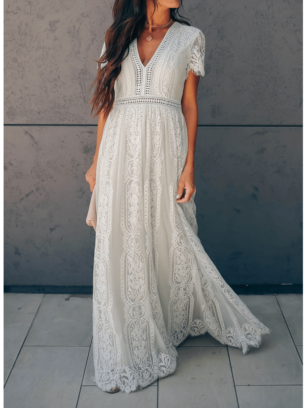 Jay | Sukienka damska koronkowa z dekoltem w serek w eleganckim stylu