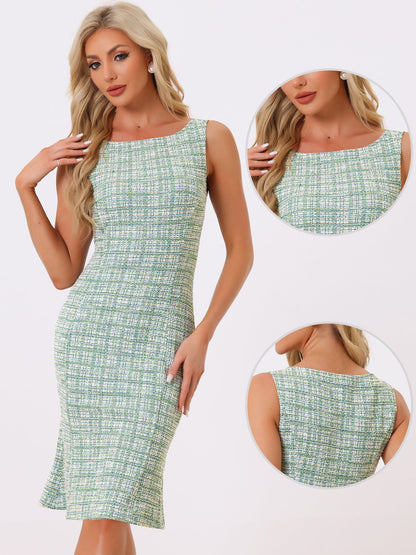Callie | Sukienka damska midi w kratę bez rękawów, elegancka wieczorowa