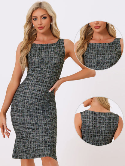 Callie | Sukienka damska midi w kratę bez rękawów, elegancka wieczorowa