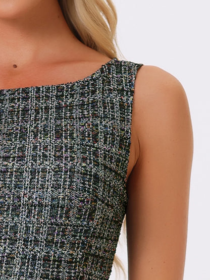 Callie | Sukienka damska midi w kratę bez rękawów, elegancka wieczorowa
