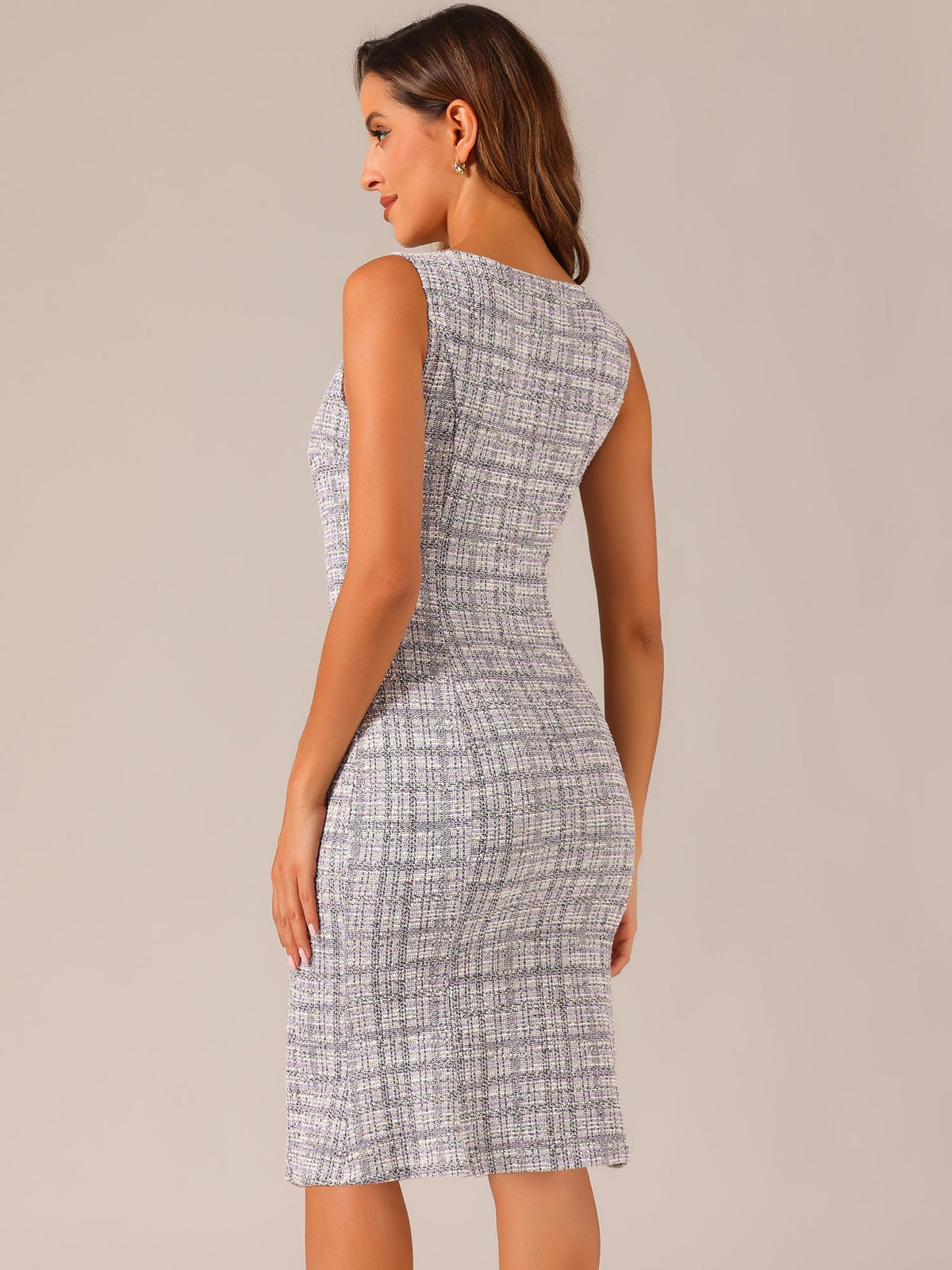 Callie | Sukienka damska midi w kratę bez rękawów, elegancka wieczorowa