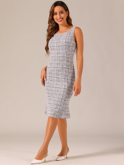 Callie | Sukienka damska midi w kratę bez rękawów, elegancka wieczorowa