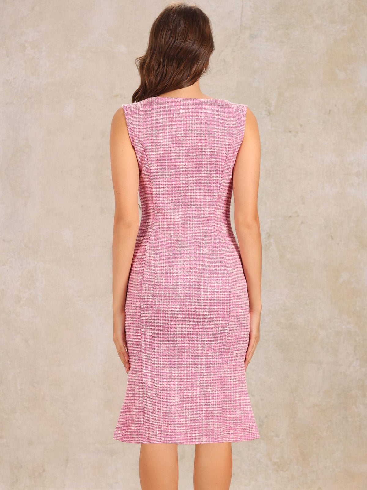 Callie | Sukienka damska midi w kratę bez rękawów, elegancka wieczorowa