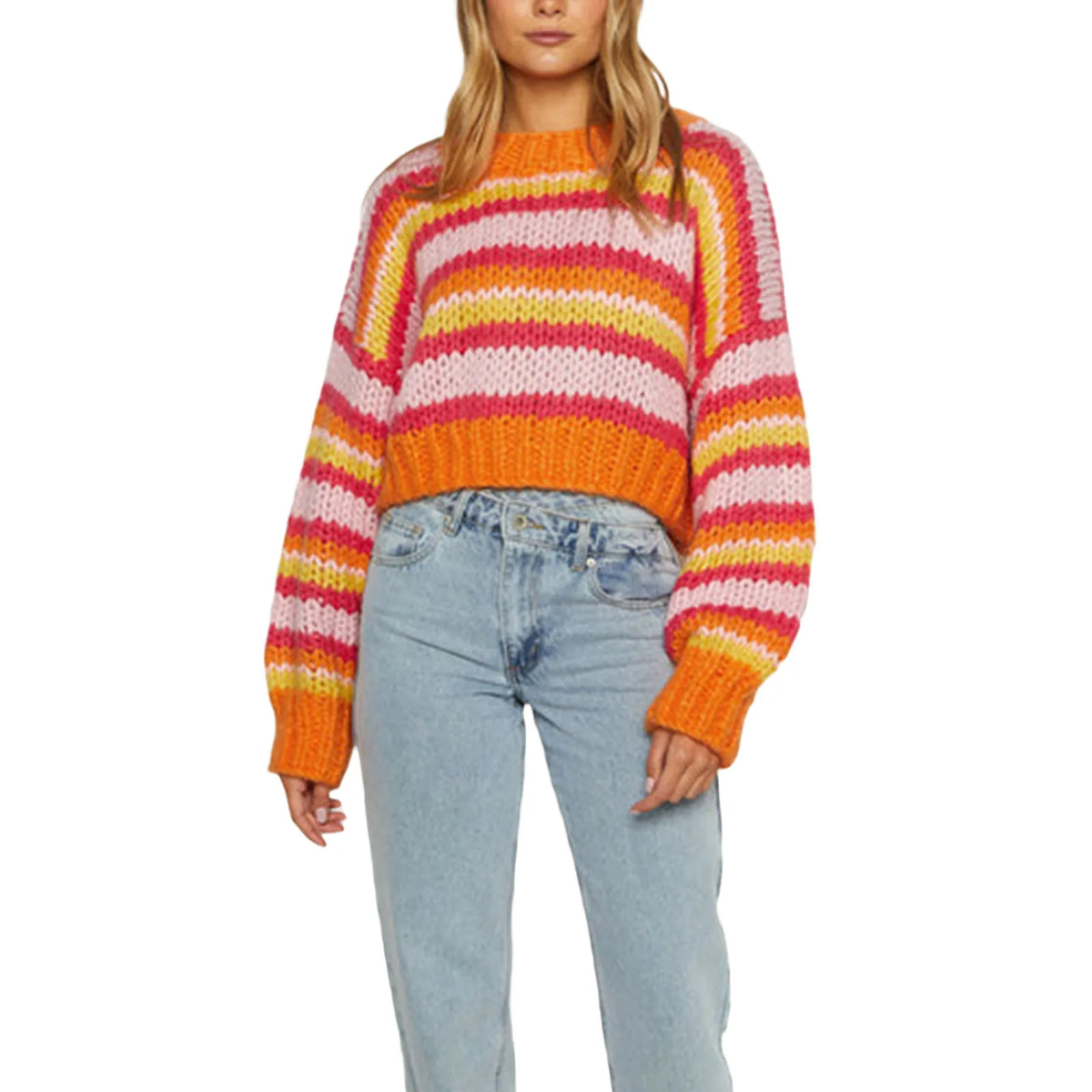 Marvella - Oversized damski sweter w paski
