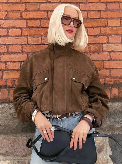 Aurora | Kurtka damska w stylu motocyklowym z przednimi kieszeniami