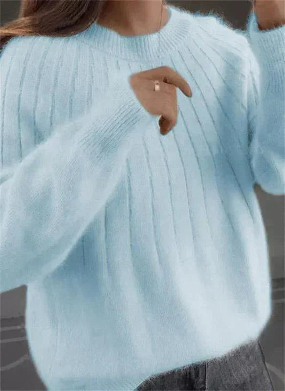 Bianka - Damski sweter kaszmirowy miękki oversize elegancki pulower prążkowany