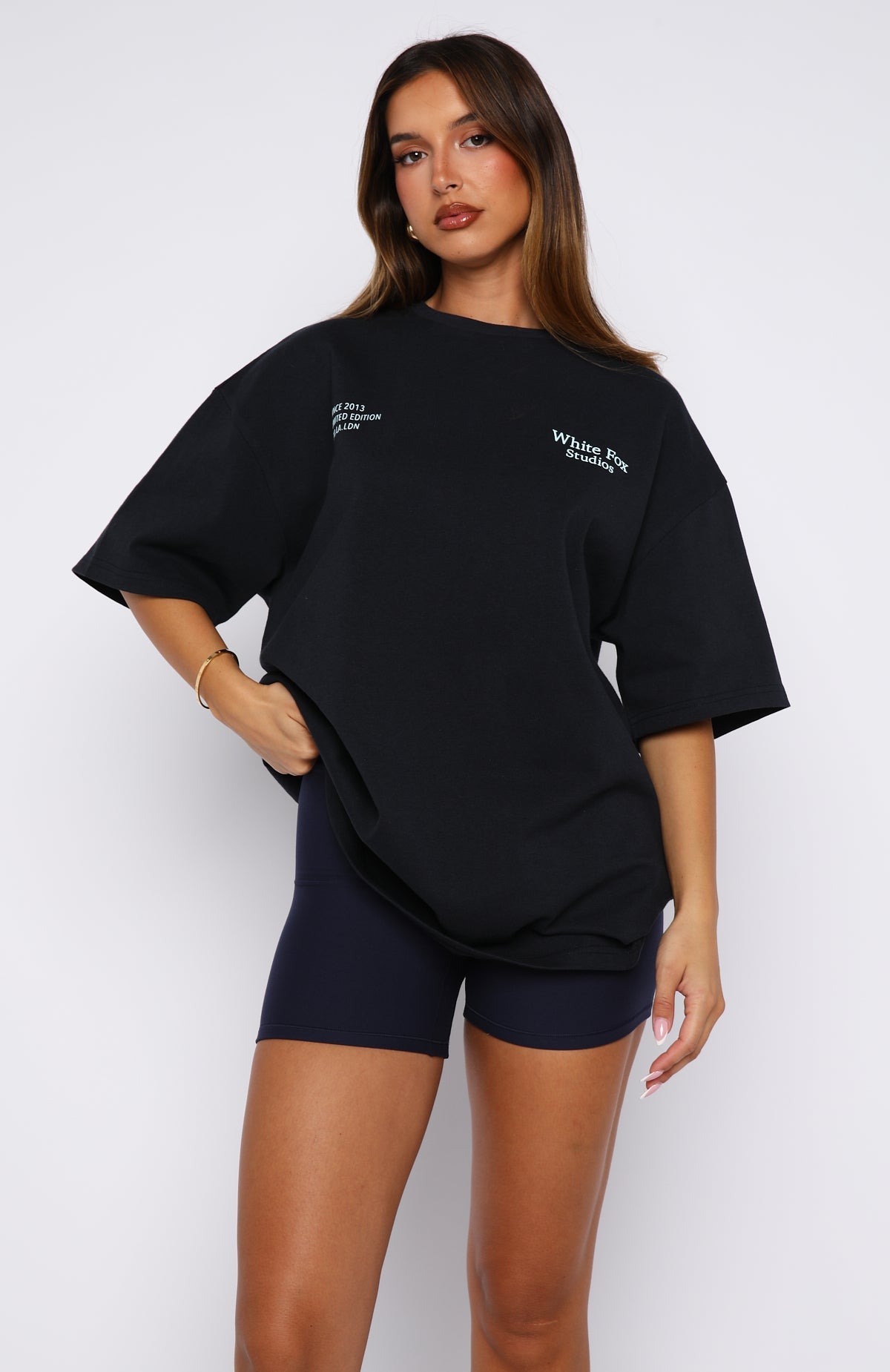 Margo | Damski t-shirt oversize granatowy wygodny casualowy