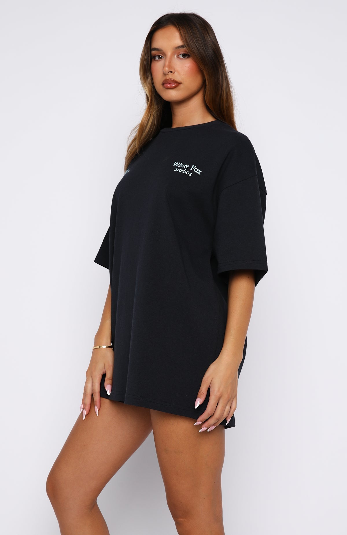 Margo | Damski t-shirt oversize granatowy wygodny casualowy