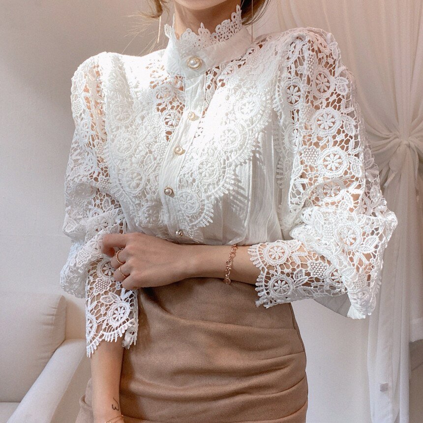 Lena | Elegancka bluzka damska koronkowa o stylowym, kobiecym kroju