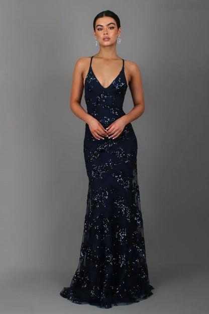Elizabeth | Elegancka sukienka maxi damska z cekinami