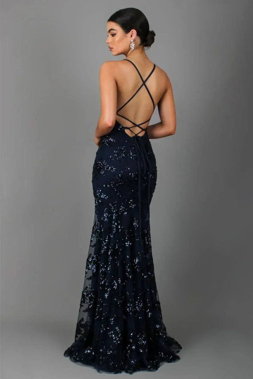 Elizabeth | Elegancka sukienka maxi damska z cekinami