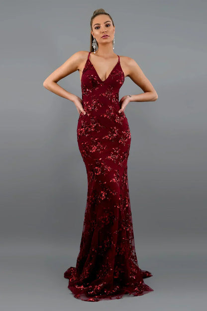 Elizabeth | Elegancka sukienka maxi damska z cekinami